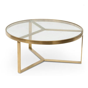 Nella Coffee Table 90cm - Brushed Gold Base - Modern Boho Interiors