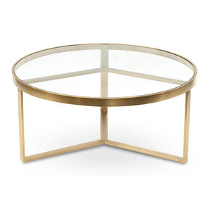 Nella Coffee Table 90cm - Brushed Gold Base - Modern Boho Interiors