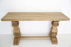 Newport Console Table 183cm - Weathered Oak - Modern Boho Interiors
