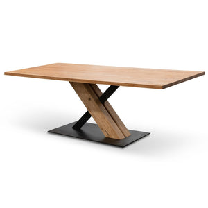 Oka Dining Table 2.2m - Wooden Metal Base - Modern Boho Interiors