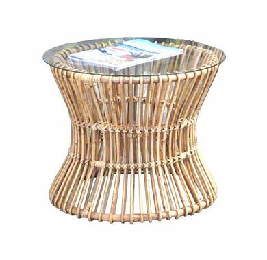 Orzora Side Table with Glass Top - Natural - Modern Boho Interiors