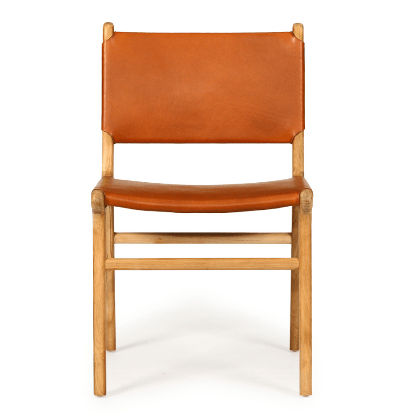 Pasadena Leather Dining Chair - Tan - Modern Boho Interiors
