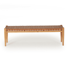 Load image into Gallery viewer, Pasadena Leather Strap Bench Seat - Tan - Modern Boho Interiors