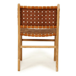 Pasadena Woven Leather Dining Chair - Tan - Modern Boho Interiors