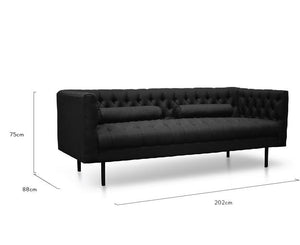 Pilla 3 Seater Sofa - Black - Modern Boho Interiors