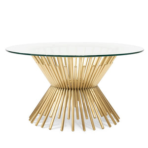 Regal Coffee Table 90cm - Brushed Gold Base - Modern Boho Interiors