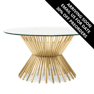 Regal Coffee Table 90cm - Brushed Gold Base - Modern Boho Interiors