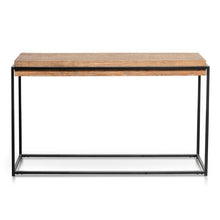 Load image into Gallery viewer, Reggie Reclaimed Pine Console Table 1.4m - Black Base - Modern Boho Interiors