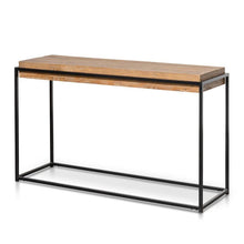 Load image into Gallery viewer, Reggie Reclaimed Pine Console Table 1.4m - Black Base - Modern Boho Interiors