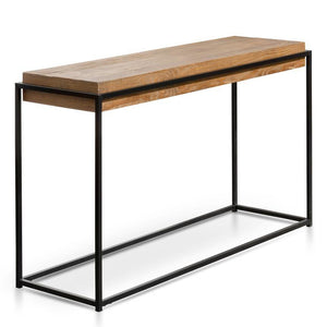 Reggie Reclaimed Pine Console Table 1.4m - Black Base - Modern Boho Interiors