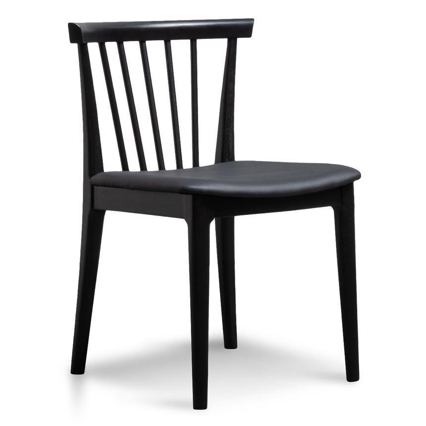 Rian Dining Chair - Solid Timber, Black Pu - Modern Boho Interiors
