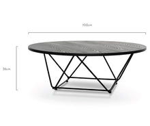 Load image into Gallery viewer, Robin Coffee Table 1m - Black Ash Veneer - Black Legs - Modern Boho Interiors