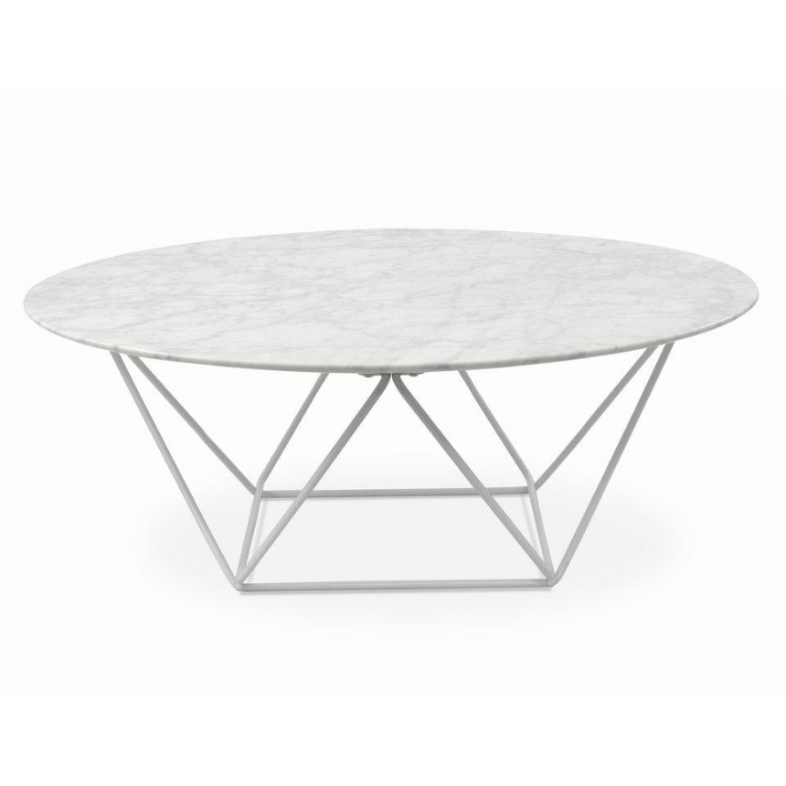 Robin Round Marble Coffee Table 1m - White Frame - Modern Boho Interiors