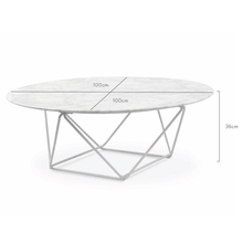 Load image into Gallery viewer, Robin Round Marble Coffee Table 1m - White Frame - Modern Boho Interiors