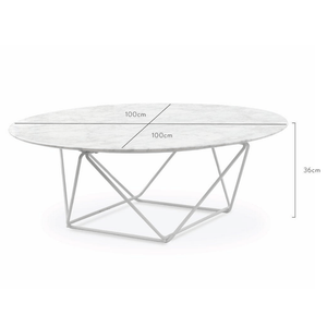 Robin Round Marble Coffee Table 1m - White Frame - Modern Boho Interiors