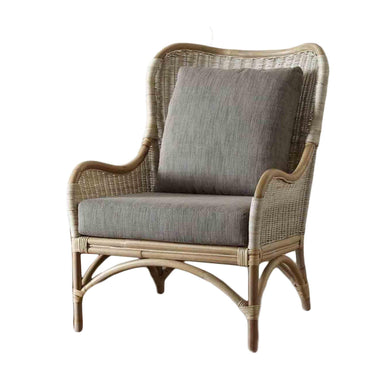 Rue Wing Chair - Natural With Grey Fabric - Modern Boho Interiors