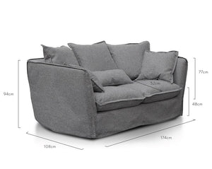 Sadie 2 Seater Sofa - French Grey - Modern Boho Interiors