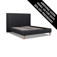 Load image into Gallery viewer, Saffron Wing Queen Bed Frame - Fossil Grey Fabric - Modern Boho Interiors