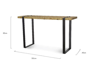 Samson Reclaimed Elm Wood Console Table 1.5m - Modern Boho Interiors