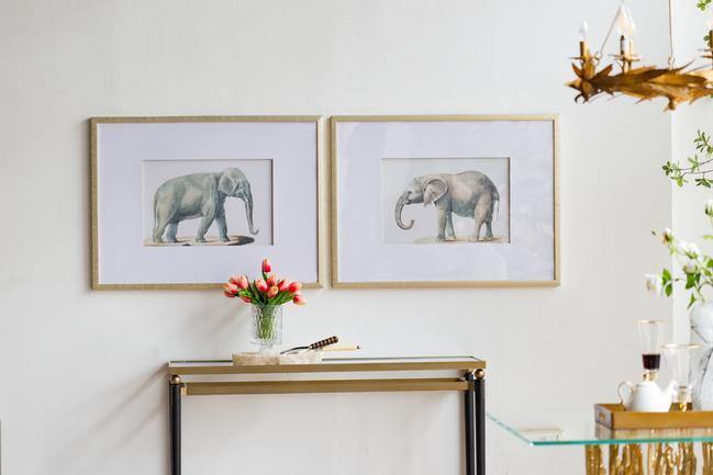 Set of 2 Elephant Framed Prints - Modern Boho Interiors