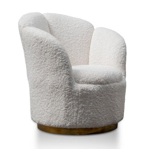 Sheepy Lounge Chair - White With Brass Gold Base - Modern Boho Interiors