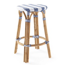 Load image into Gallery viewer, Sorrento Backless Bar Stool - Navy Striped - Modern Boho Interiors