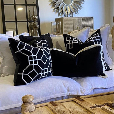 St. Kilda Rectangle Cushion Cover - Black - Modern Boho Interiors