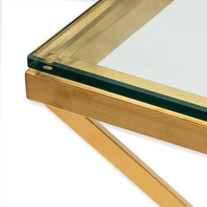 Tama Coffee Table 1.2m - Brushed Gold Base - Modern Boho Interiors