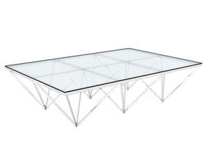 Tama Coffee Table 1.2m - Silver Steel Base - Modern Boho Interiors