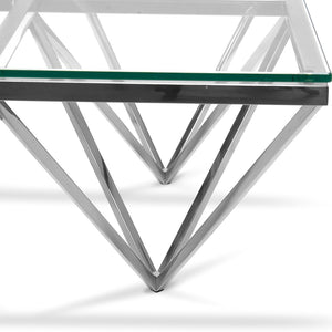 Tama Coffee Table 1.2m - Silver Steel Base - Modern Boho Interiors