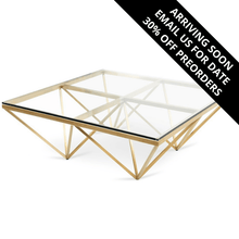 Load image into Gallery viewer, Tama Coffee Table (Square) - Brushed Gold Base - Modern Boho Interiors