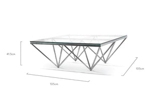 Tama Coffee Table (Square) - Silver Base - Modern Boho Interiors