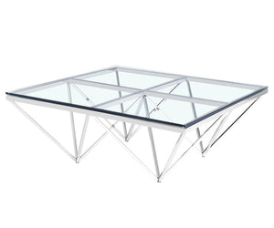 Tama Coffee Table (Square) - Silver Base - Modern Boho Interiors