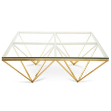 Load image into Gallery viewer, Tama Glass Coffee Table (Square) - Brushed Gold Base - Modern Boho Interiors