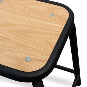 Thomson Low Stool - Natural Timber Seat, Black Frame - Modern Boho Interiors