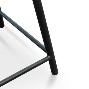 Thomson Low Stool - Natural Timber Seat, Black Frame - Modern Boho Interiors