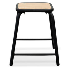 Load image into Gallery viewer, Thomson Low Stool - Natural Timber Seat, Black Frame - Modern Boho Interiors