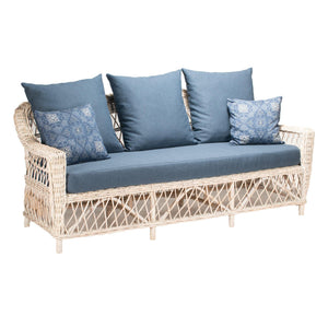 Tia 3 Seat Sofa - Coastal Wash, Navy Blue Fabric (Flamingo) - Modern Boho Interiors