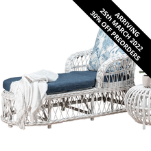 Load image into Gallery viewer, Tia Daybed - Whitewash, Blue &amp; Floral Fabric - Modern Boho Interiors
