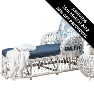 Tia Daybed - Whitewash, Blue & Floral Fabric - Modern Boho Interiors