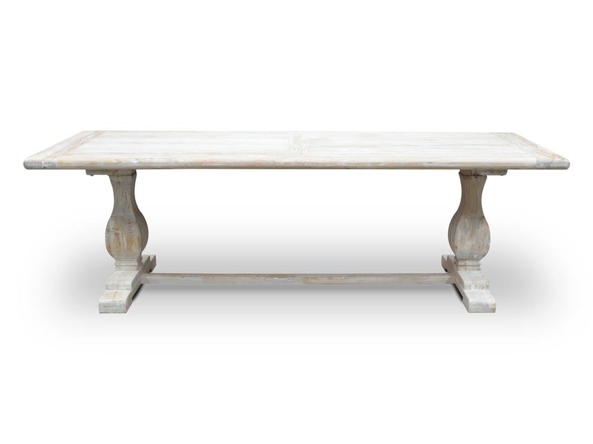 Titan Dining Table 2.4M - Rustic White Washed - Modern Boho Interiors
