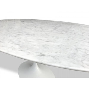 Tulip Marble Dining Table 2m (Round) - White Base - Modern Boho Interiors