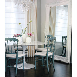 Tulip Marble Dining Table 90cm - White Base - Modern Boho Interiors