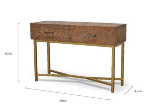 Utah Reclaimed Pine Console Table 1.2m - Gold Base - Modern Boho Interiors