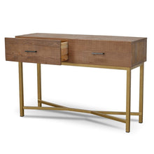 Load image into Gallery viewer, Utah Reclaimed Pine Console Table 1.2m - Gold Base - Modern Boho Interiors